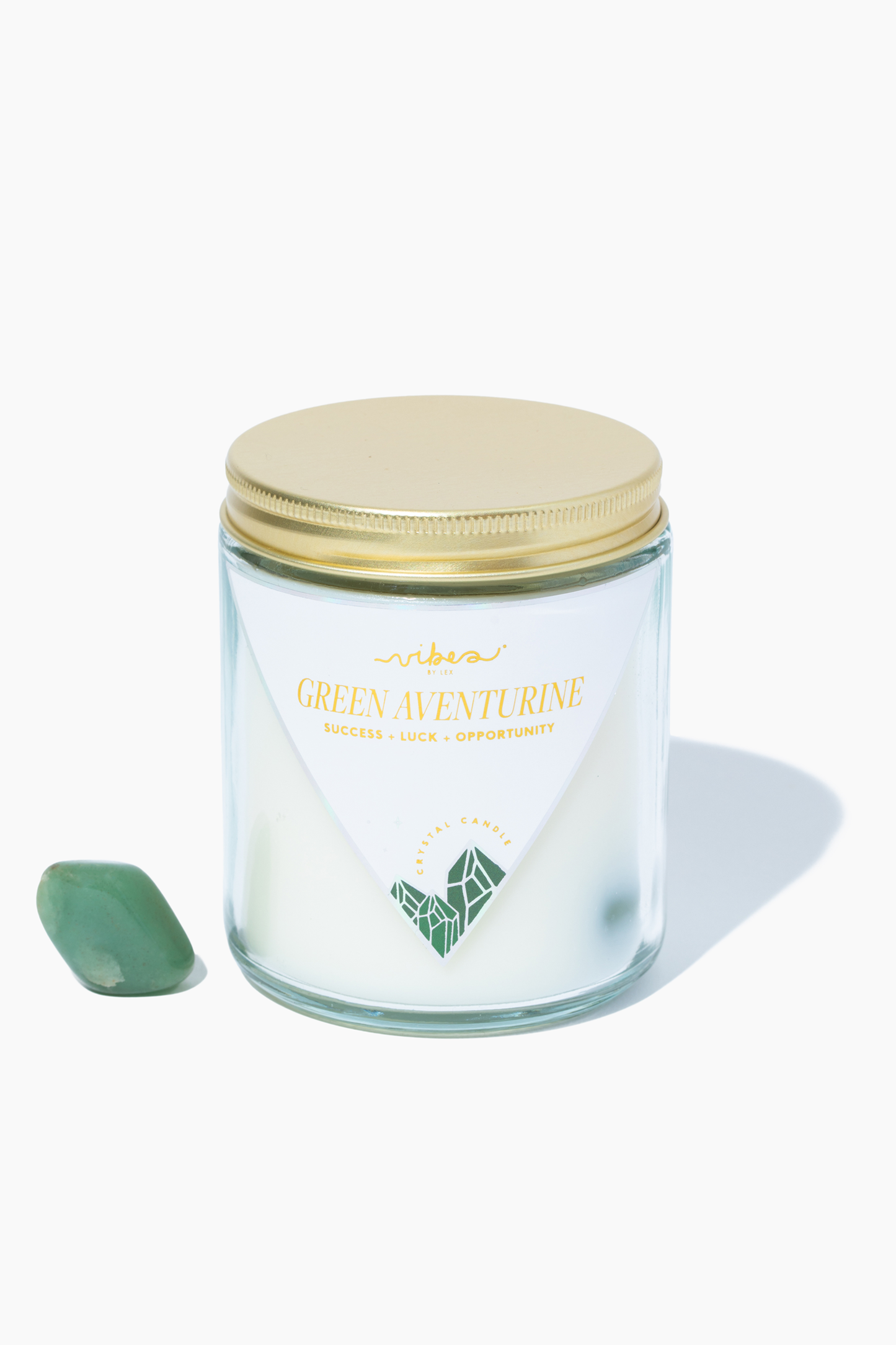 7.5oz Crystal Candle - Green Aventurine - Luck + Opportunity + Success